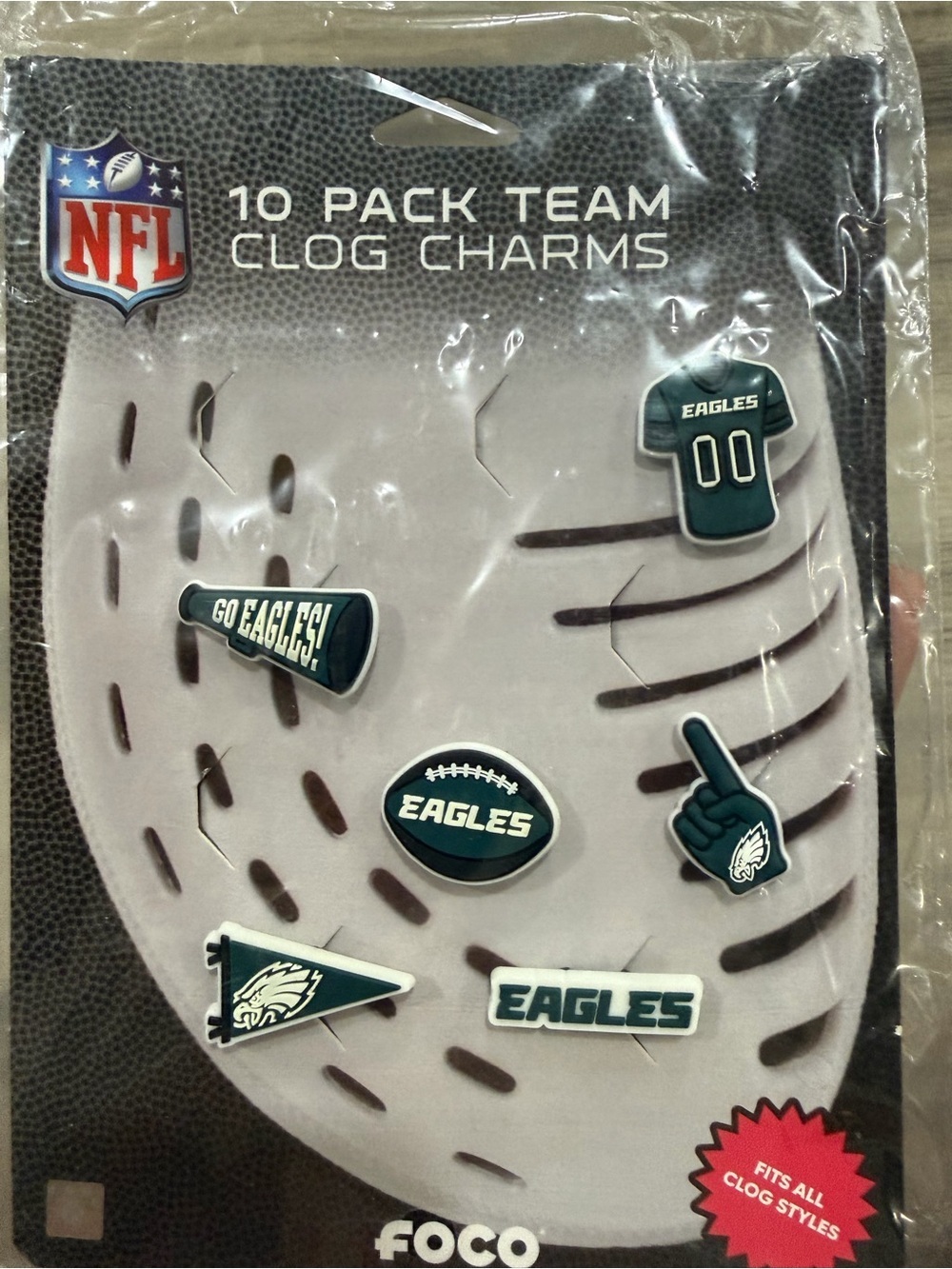NFL Philadelphia Eagles Green and White Croc Clog Charms - 6 charms